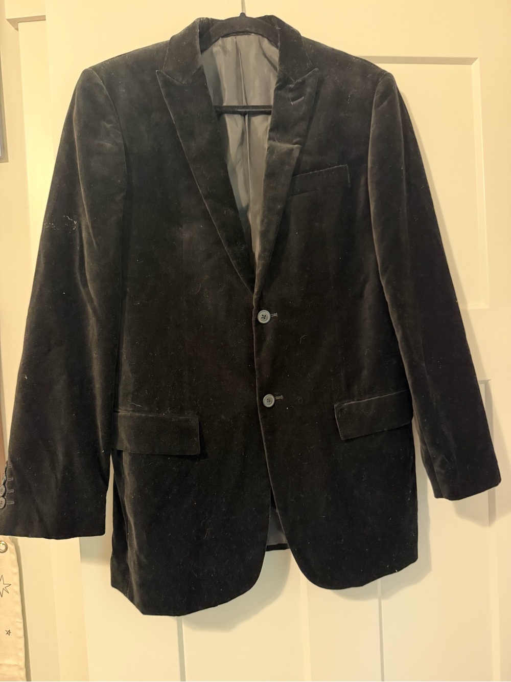Mens Black Velvet Two-Button Sport Coat
